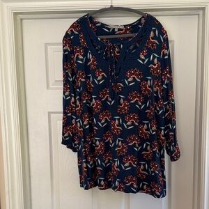 Daniel Rainn Navy Floral Blouse
